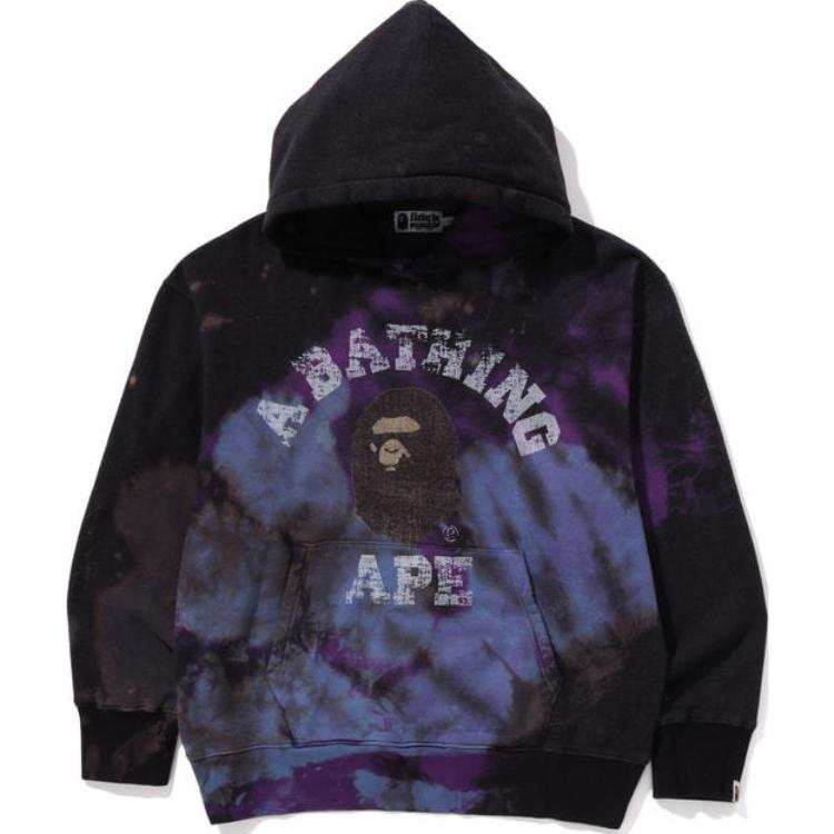 A BATHING APE Bape Tie Dye College Relaxed Fit Pullover Hoodie