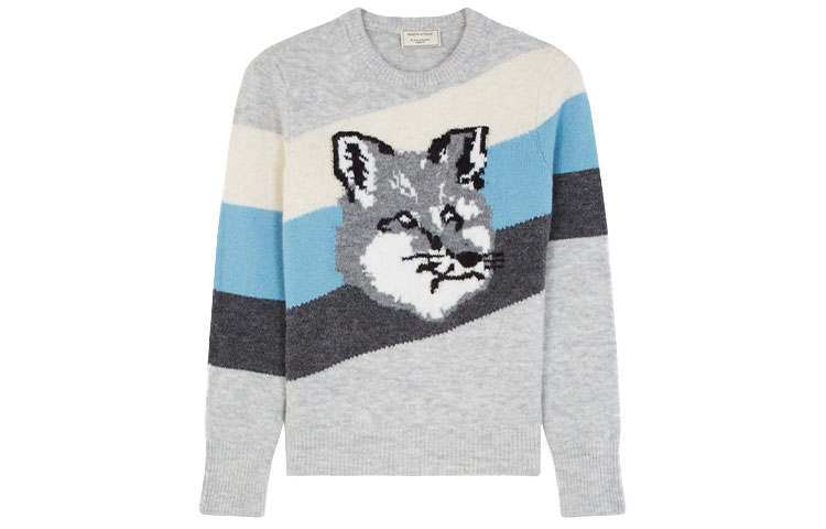 Maison Kitsune Sweaters Unisex Gray Crew Neck Moderate Other
