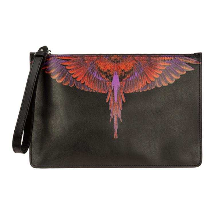 Marcelo Burlon Wings Leather Clutch Bag Men's Red/Black