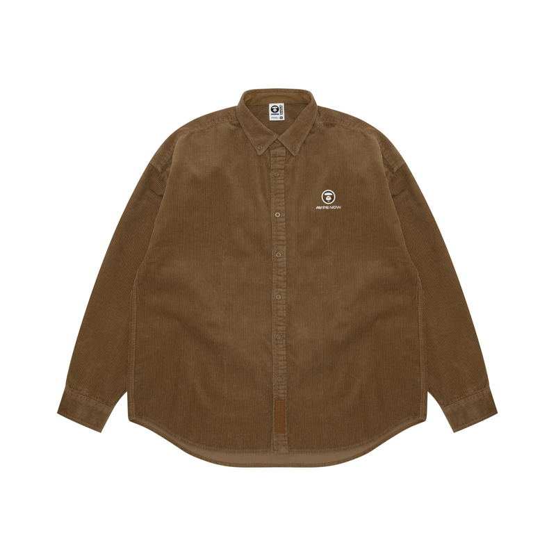 Aape Aape logo-patch corduroy shirt