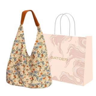 GATOER Twill Fleece Cotton Shoulder Bag Women's Floral