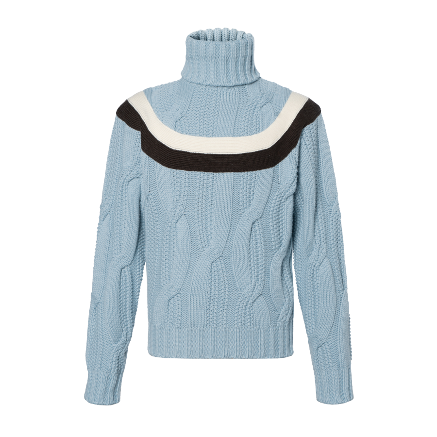 HERMES HERMES Sweaters Men's Sky Blue Turtleneck Moderate A Line