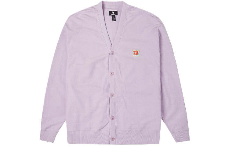 Converse Knitwear Men's Purple V Neck Moderate Cardigan