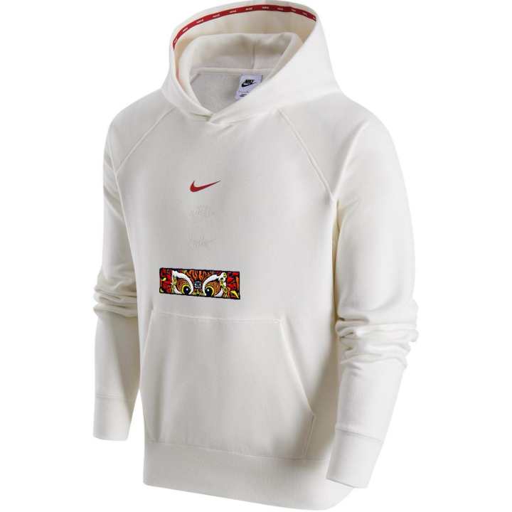 Nike Nike CNY Logo Pattern Embroidery Print Fleece Lined Pullover Hooded Sweatshirt Men's Sail White