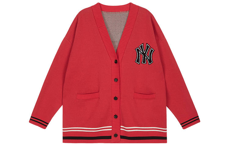 MLB X Disney MLB X DISNEY Mickey Mouse Knitwear Unisex Red V Neck Moderate Cardigan