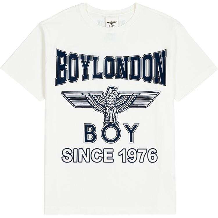 Boy London T Shirts Unisex Ecru Crew Neck Moderate Straight Fit
