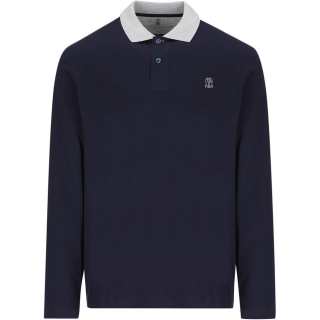 Brunello Cucinelli Logo Embroidered Long Sleeved Polo Shirt