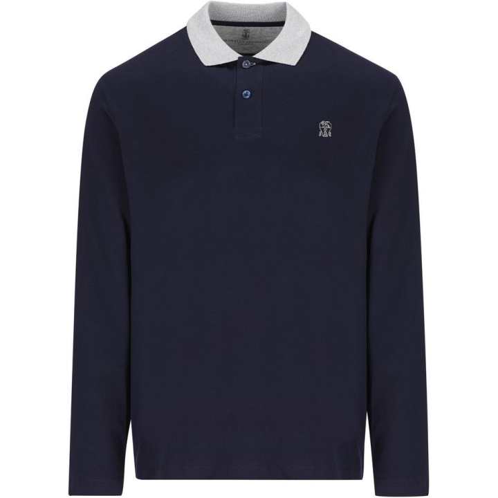 Brunello Cucinelli Brunello Cucinelli Logo Embroidered Long Sleeved Polo Shirt