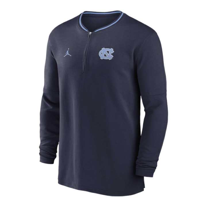 Jordan Jordan North Carolina Tar Heels Sideline Coach Men's Jordan Dri FIT College 1/2 Zip Long Sleeve Top