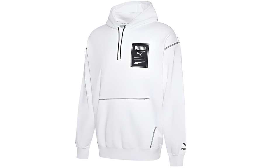 PUMA Sweatshirts Men's White Hooded Moderate Regular