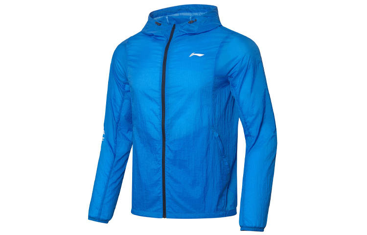 Li-Ning Li Ning Jackets Men's Blue Hooded Moderate Soft Shell
