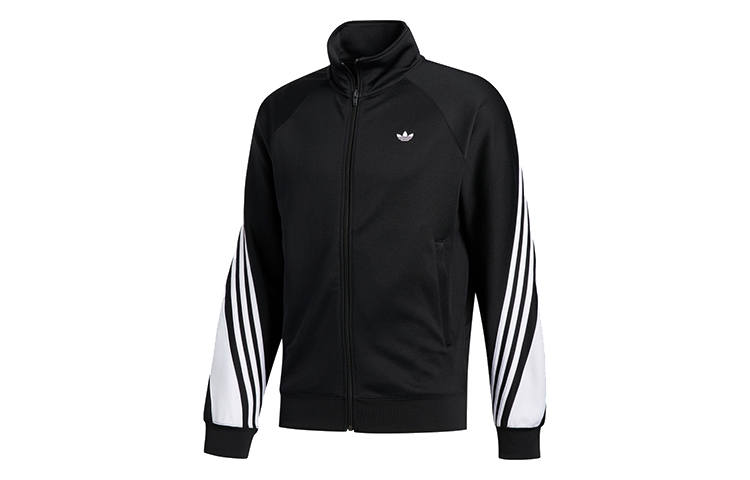 Adidas Originals Stripes Wrap Track Jackets Men's Black Stand Collar Moderate Other
