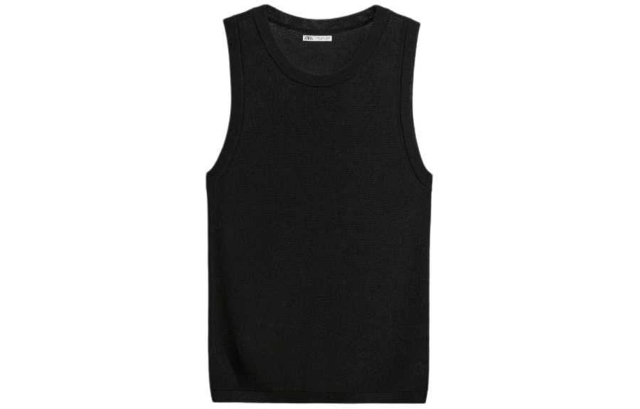 ZARA Tank Tops Men's Black Crew Neck Moderate Other