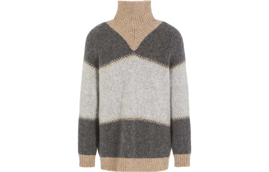 Giorgio Armani colour-block high-neck jumper