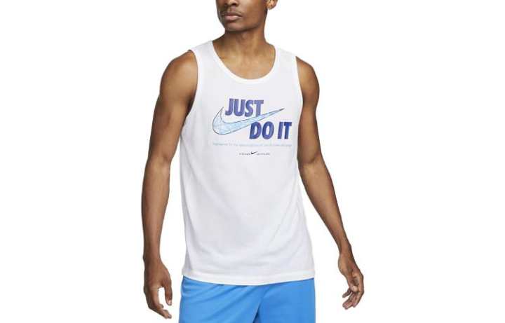 Nike Nike Tank Tops Men's White Crew Neck Moderate Straight Fit