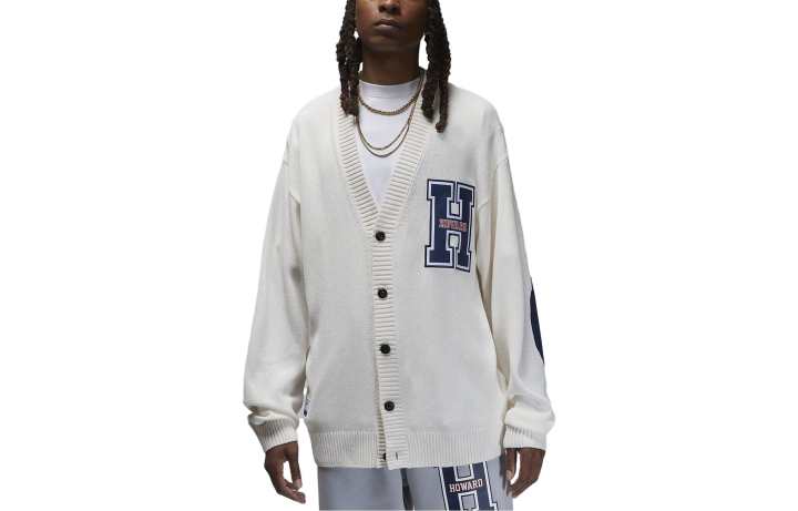 Jordan Jordan Sweaters Men's White V Neck Moderate Cardigan