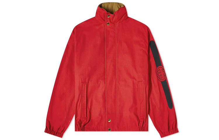 GUCCI Jackets Men's Red Stand Collar Moderate Other