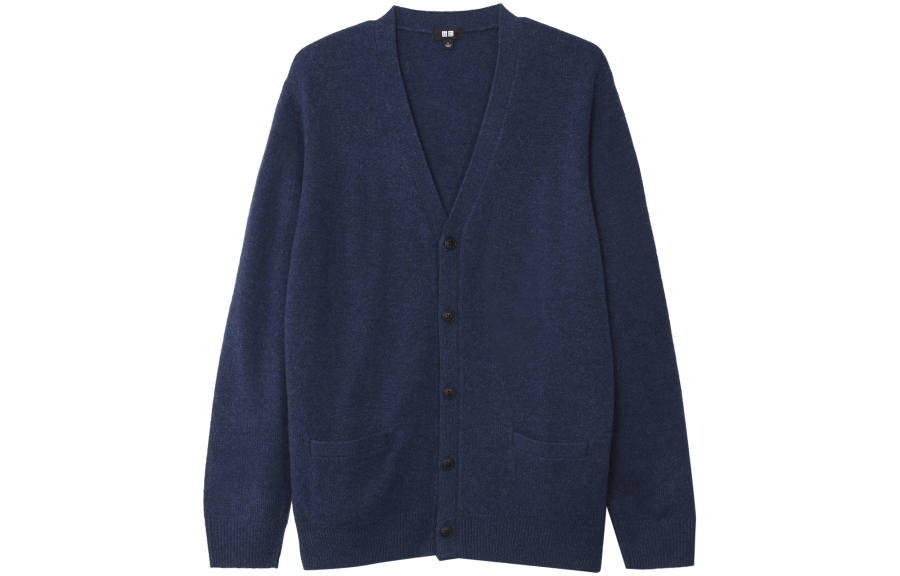 UNIQLO Knitwear Unisex Blue V Neck Moderate Cardigan