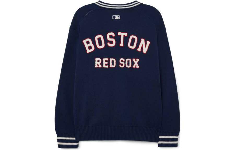 MLB Knitwear Unisex Marine Blue V Neck Moderate Cardigan