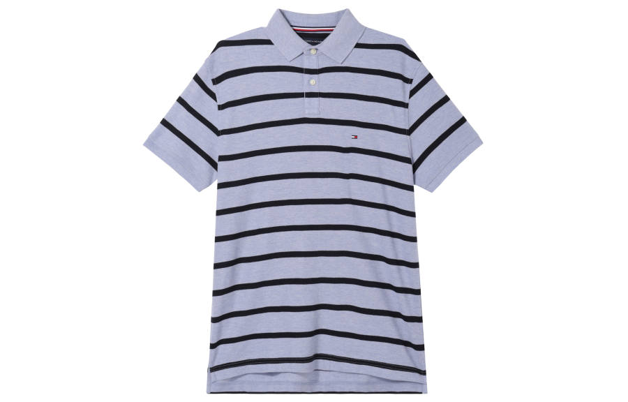 Tommy Hilfiger Polo Shirt Men's Gray Purple