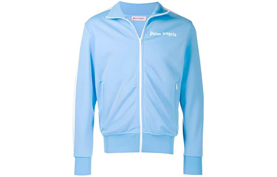 PALM ANGELS Jackets Unisex Blue Stand Collar Moderate Other