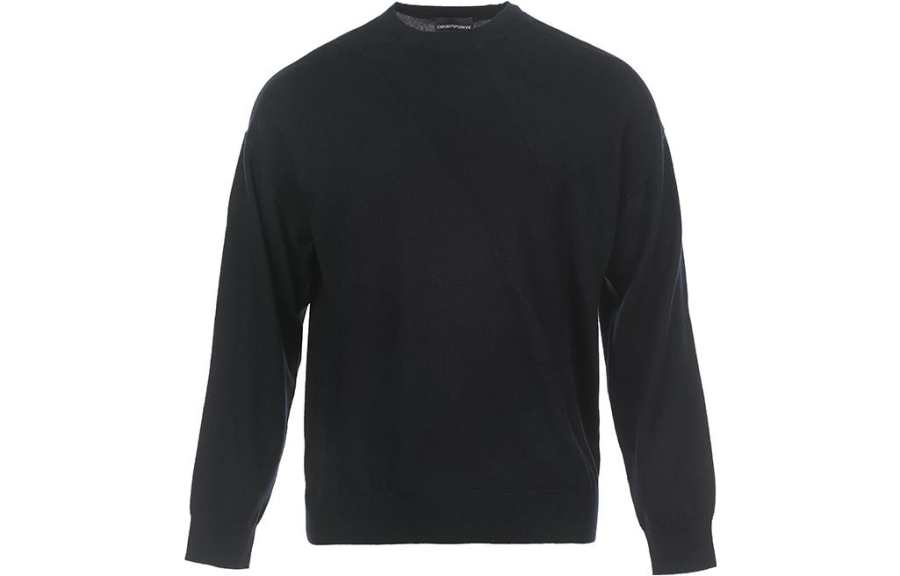 EMPORIO ARMANI Intarsia-knit Logo Virgin Wool Jumper