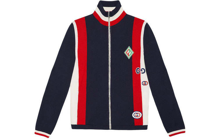 GUCCI Logo Appliqued Striped Wool Sweater