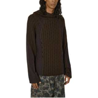 ROA High Neck Straight Hem Knitted Hoodie