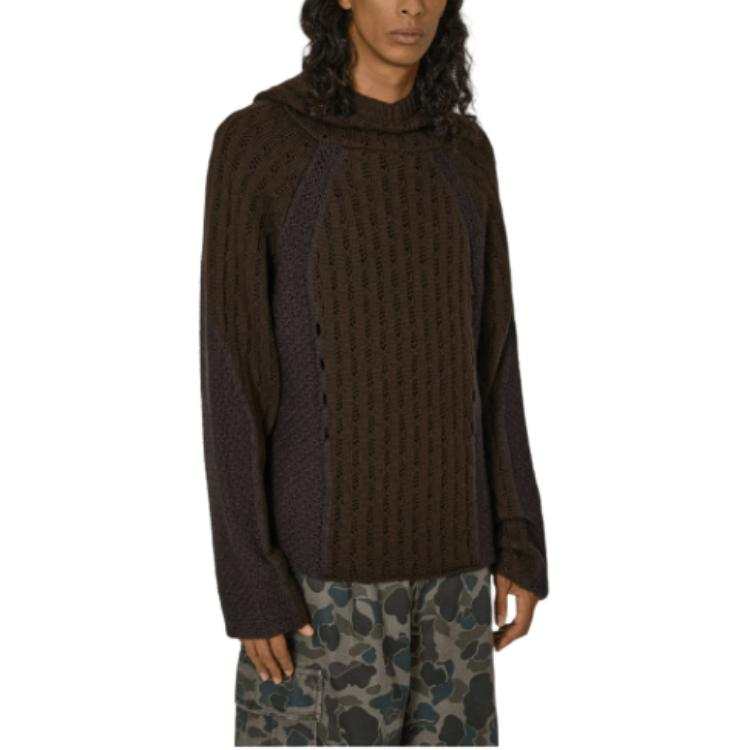 ROA High Neck Straight Hem Knitted Hoodie