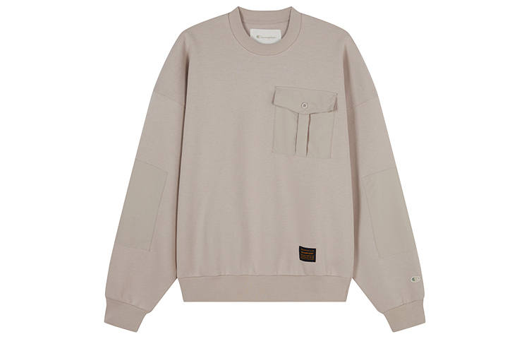 Champion FW24 Thickened And Fleece Lined Flap Button Pocket Crew Neck Casual Minimalist Everyday Sweatshirt Unisex