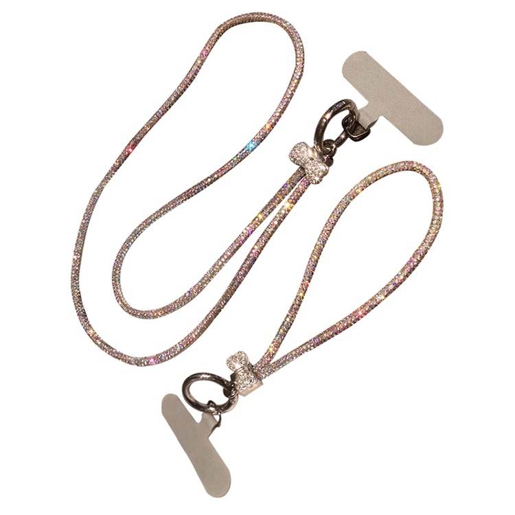 LZL Full Rhinestones Chain Clip on Anti Loss, Bestie Style, Long Halter Short Wrist Cell Phone Pendants