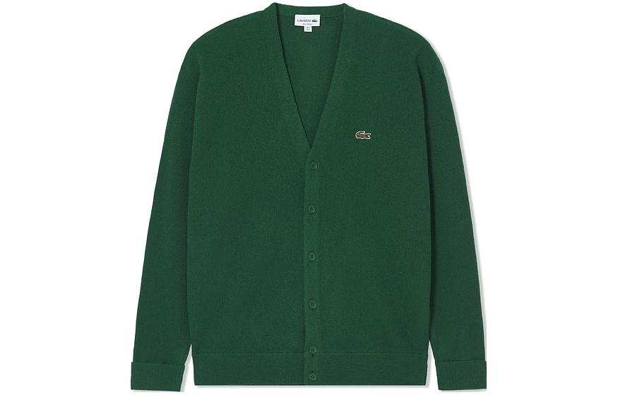 LACOSTE Knitwear Men's Green 132 V Neck Moderate Cardigan