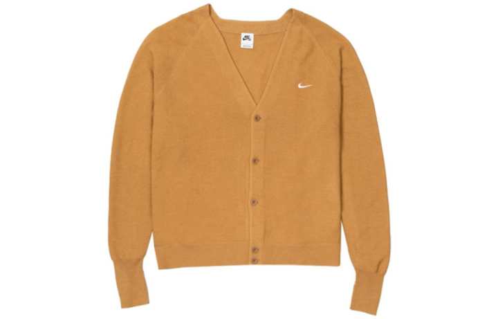 Nike Nike Knitwear Unisex Yellow V Neck Moderate Cardigan