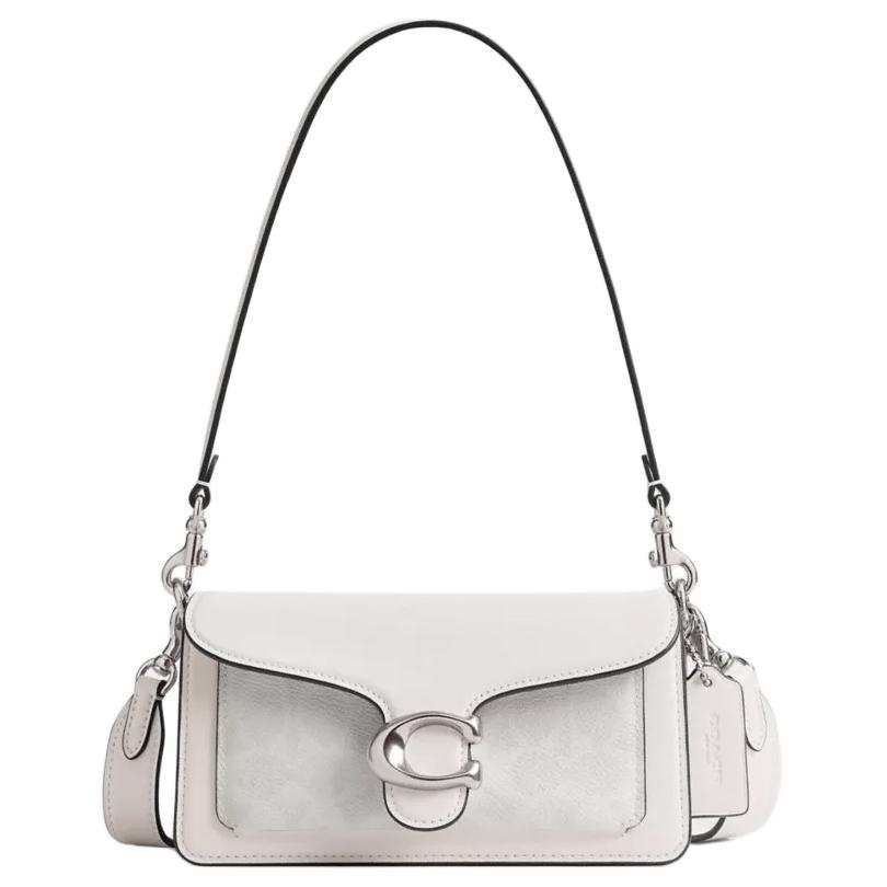 COACH Tabby Coated Canvas With Calfskin Portable Crossbody Bag, Shoulder Bag Small Women's White