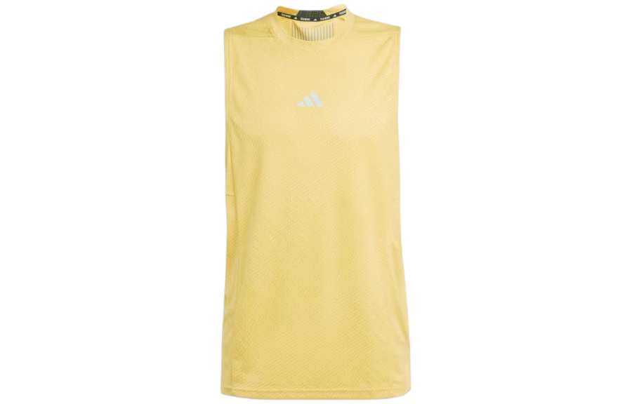 Adidas Adidas Tank Tops Men's Yellow Crew Neck Moderate Straight Fit