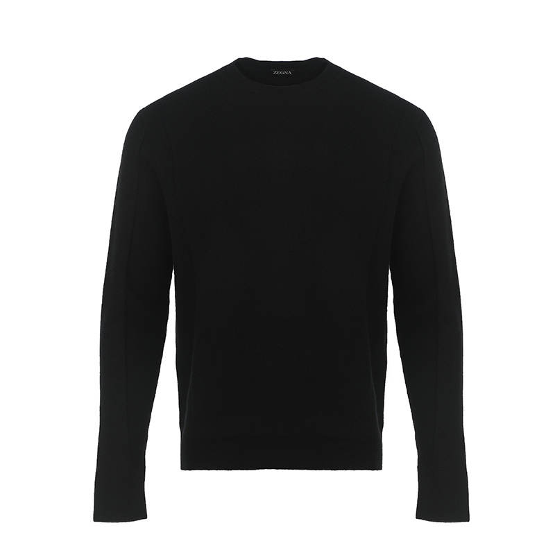 Ermenegildo Zegna Knitwear Men's Black Crew Neck Moderate Base Layer
