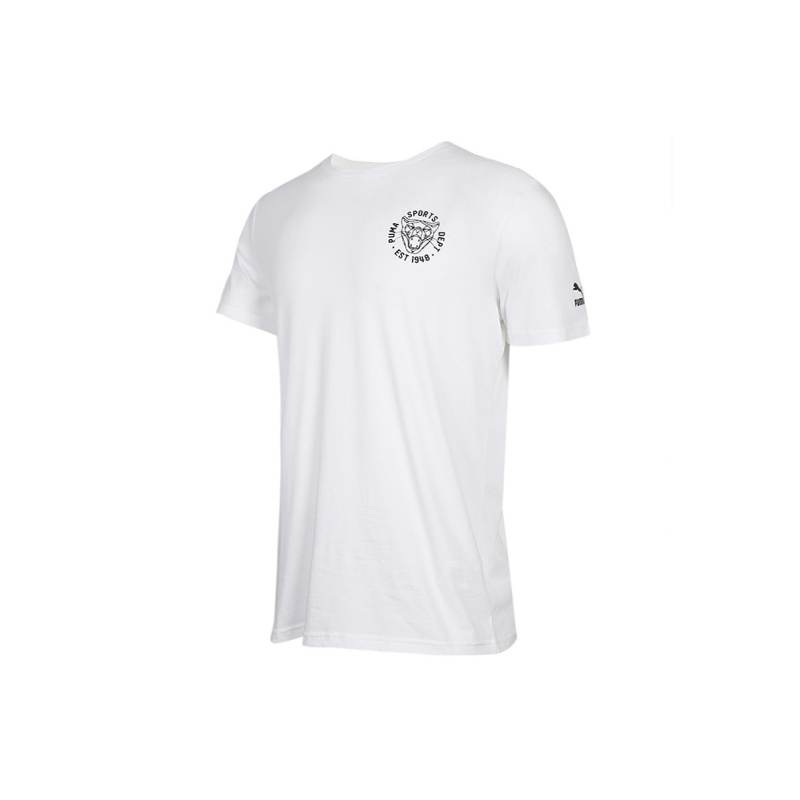 PUMA T Shirts Men's White Crew Neck Moderate Straight Fit
