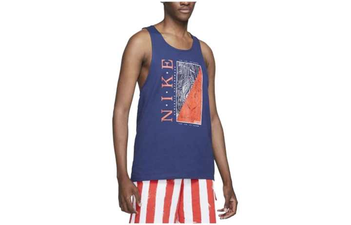 Nike Nike Tank Tops Men's Blue Crew Neck Moderate Straight Fit