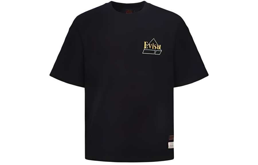EVISU T Shirts Men's Black Crew Neck Moderate Straight Fit