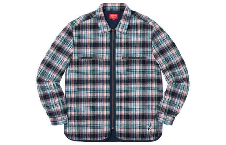 Supreme Supreme Quilted Plaid Zip Up Shirt