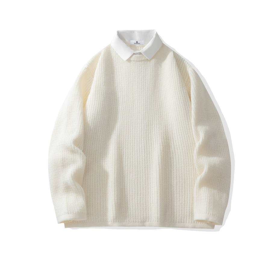 PAL ONGACO Sweaters Unisex Lapel Moderate Mock Two Piece