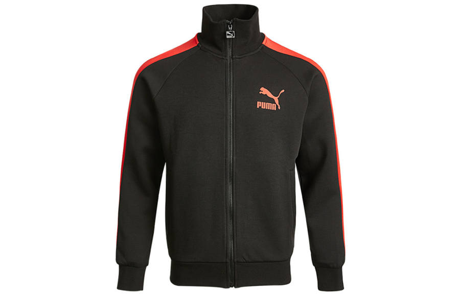Puma T7 Men's Colorblock Logo Knit Sport Jacket Black