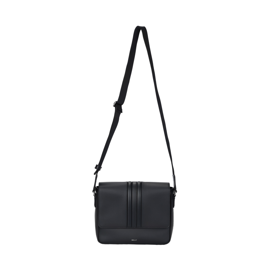 BALLY MYTHOS Recycled Cow Leather Messenger Bag Crossbody Bag Men's Black