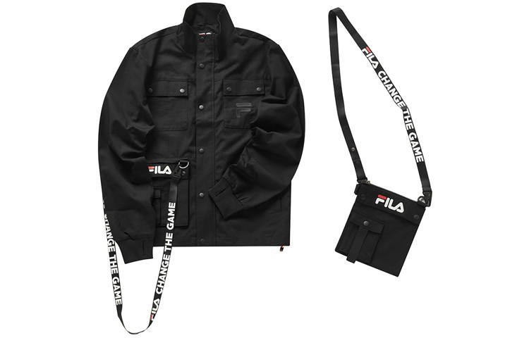 FILA FUSION Jackets Men's Black Stand Collar Moderate Workwear
