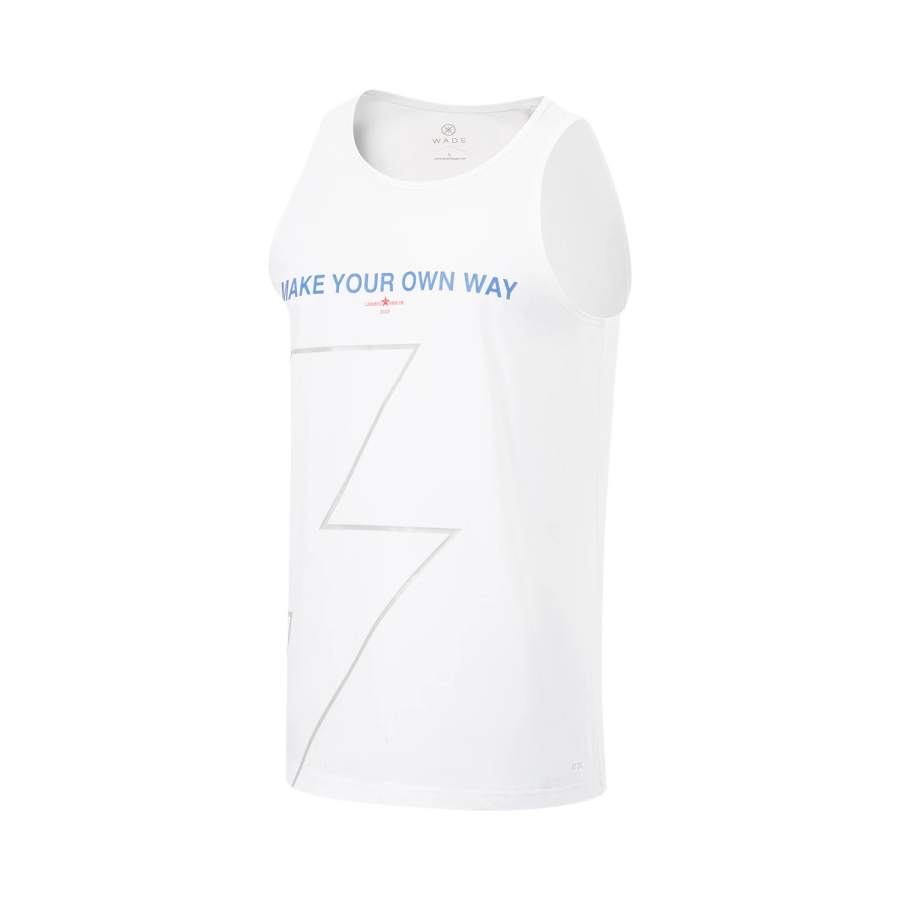 Li-Ning Li Ning Tank Tops Men's Standard White Crew Neck Moderate Straight Fit