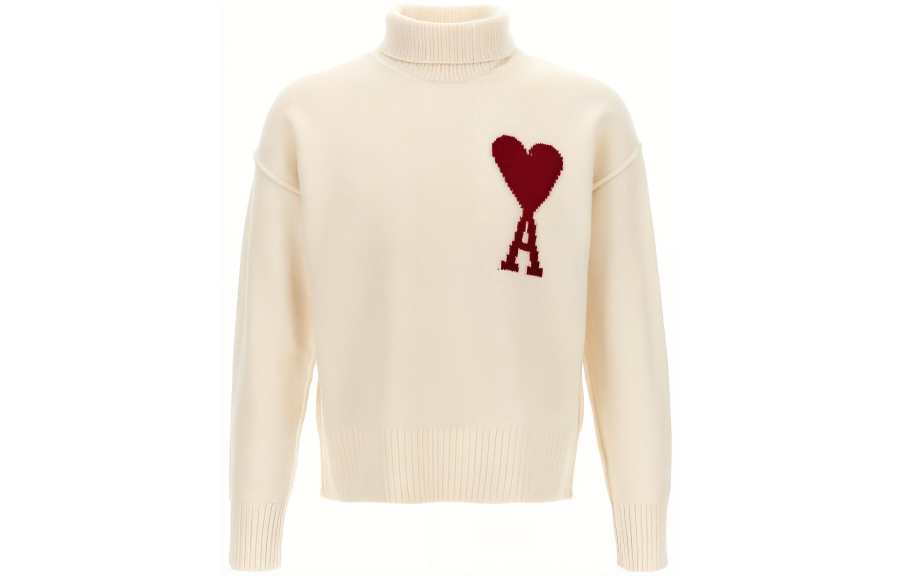 AMIPARIS Ami Paris Ami De Coeur Logo Intarsia Knitted Roll Neck Jumper