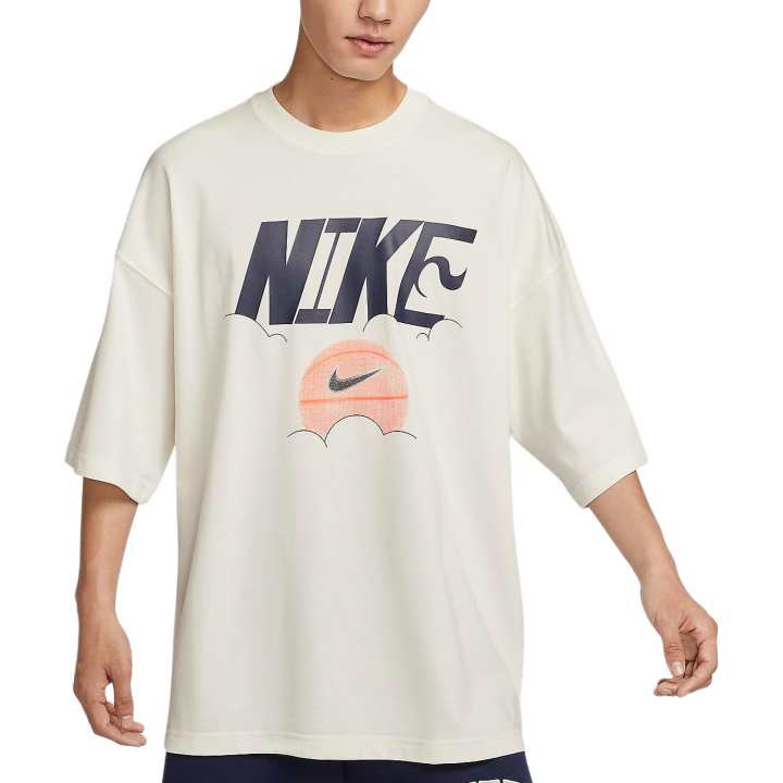 Nike Nike T Shirts Men's Sail White Crew Neck Moderate Straight Fit