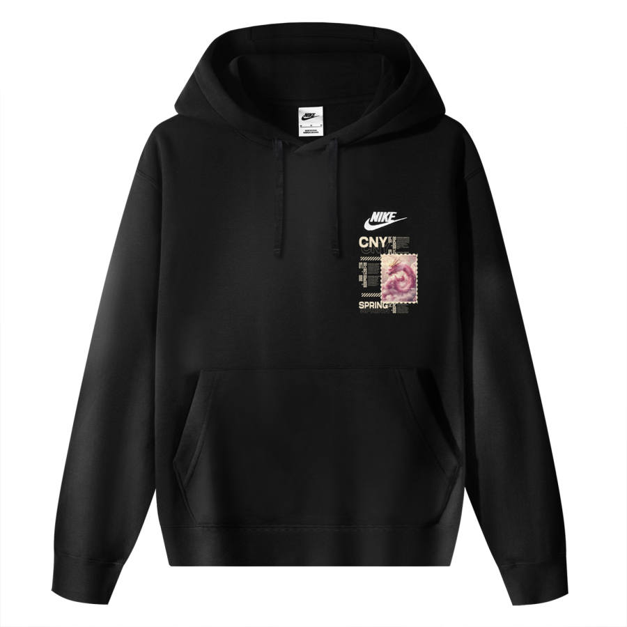 Nike Nike CNY Sportswear Club Fleece Traditional Red Peach Blossom Dragon Thermal Pullover Fleece Lined Hooded Sports