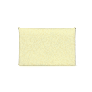 HERMES Calvi Epsom Leather Wallet, Card Holder Women's Milton Yellow
