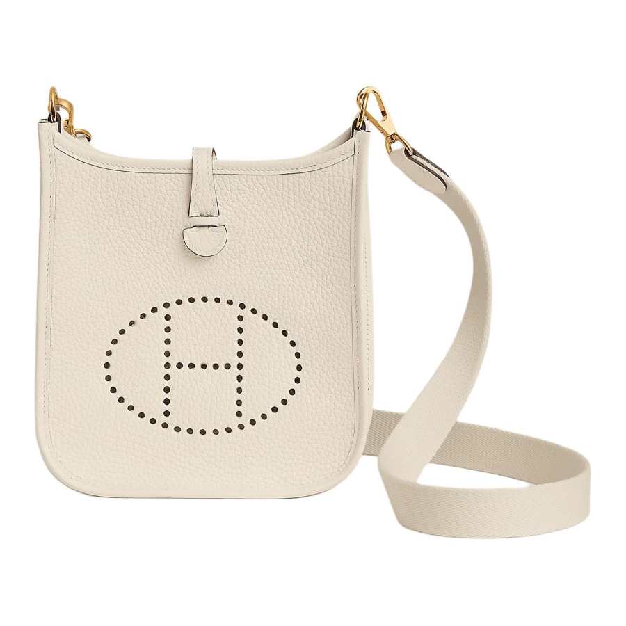 HERMES Evelyne Clemence Bullock Leather Shoulder Bag 16 Women's Chalk White